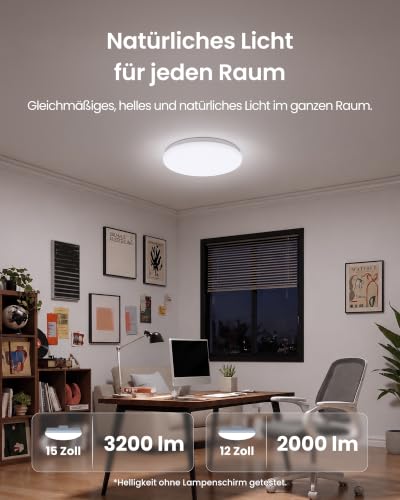 SwitchBot RGBICWW Deckenleuchte 30cm, Matter-Zertifizierte LED Deckenleuchte Dimmbar 2000LM, 2700–6500K, 20W, Kompatibel mit Alexa & Apple Home, CRI 90+, Deckenlampe LED für Schlafzimmer, Wohnzimmer