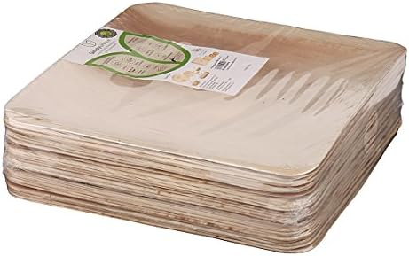 Adaaya Farms - Simply Urbane Natural Palm Leaf Square Dinner Plates - 10 inches - Pack of 25
