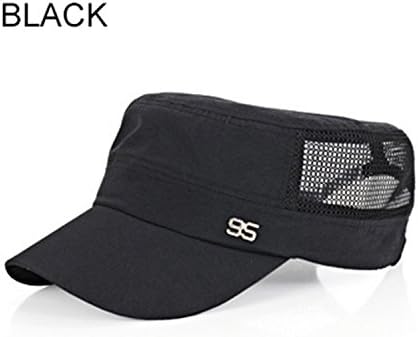 Donna Pierce Simple NEW Stylish Zinc Alloy 95 Unisex Flat Roof Hat for Men Cadet Patrol Bush Mesh Baseball Field Caps black