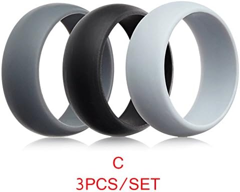 FUVOYA Silicone Sports Wedding Ring for Men Affordable Silicone Rubber Wedding Bands 3 Packs Size 9 (Color3)