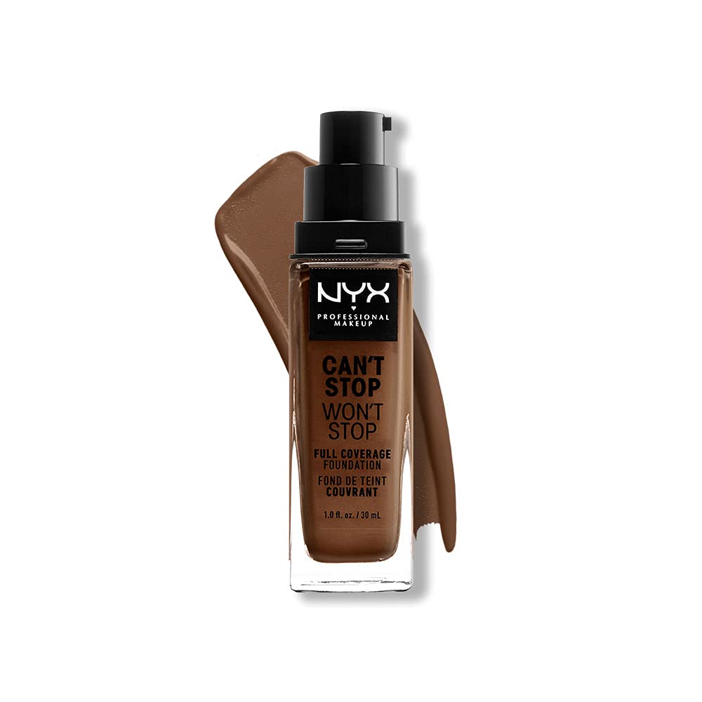 NYX Professional Makeup Can't Stop Won't Stop Full Coverage Foundation, Long Lasting, Waterproof, Vegan Formula, Matte Finish, Shade: Deep rich