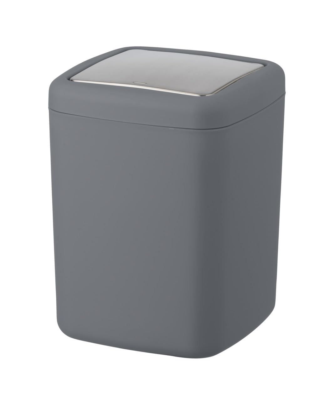 WENKO Barcelona S Swing Lid Bin Anthracite - Cosmetic Bin - Completely Shatterproof - Capacity 3 L - Plastic (TPE) - 15 x 20 x 15 cm - Anthracite