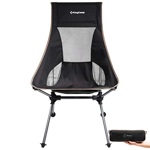 KingCamp Ultralight Compact High Back Folding Chair with Headrest and Carry Bag, Only 3.2 lbs
