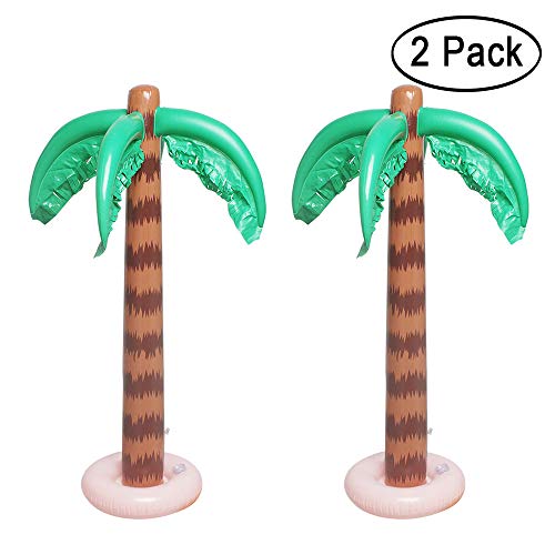 Aniann Inflatable Palm Tree Decoration, 2 Pack Jumbo Coconut Trees Beach Backdrop Favor Tropical Blow Up Hawaiian Summer Party Decor For Hawaiian Luau Party Decoration