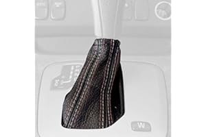 RedlineGoods Shift Boot Compatible with Volvo XC90 2003-13. Tailor Made - not Universal. Genuine top-Grade Italian Black Leather with Silver Thread