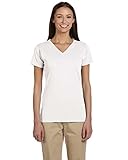 econscious Ladies 4.4 oz. Short-Sleeve V-Neck T-Shirt, Small, WHITE
