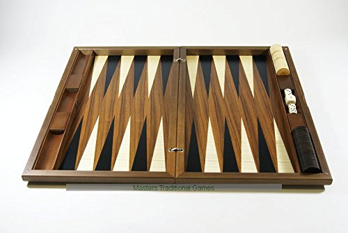Dal Negro London Walnut Backgammon Set - Inlaid playing surface