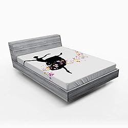 Ambesonne Ballet Fitted Sheet, Silhouette of Dancer