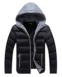 Lega Men's Thicken Coat Cotton Outwear Jacket with Removable Hood