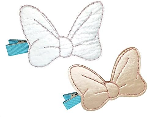 Girls' Minnie Mouse Bow Fashion Hair Clips (Glossy Pink & Silver, 2PC Set) | Incredibly Cute, All-Purpose Alligator Beauty Clip | Made in Korea and Hand-Assembled