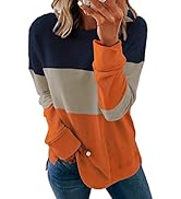 GOLDPKF Women Tie Dye Crewneck Pullover Sweatshirt Casual Color Block Loose Long Sleeve Tops