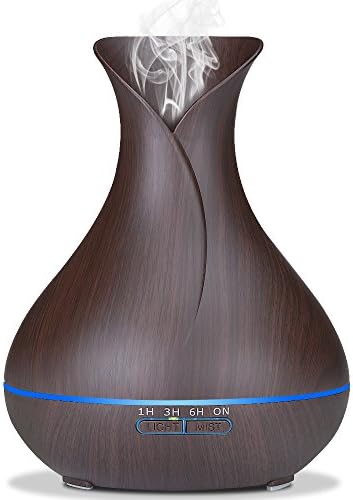 Seamei 550ml Essential Oil Diffuser Aroma Diffuser,Wood Grain Ultrasonic Humidifier Cool Mist Diffusers with 7 Color LED Lights for Home Yoga Office,Waterless Auto Shut-off