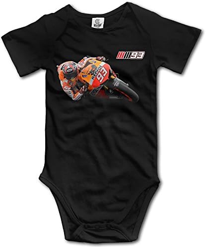 BACADI Baby's Moto GP Marc Marquez 93 Hanging Bodysuit Romper Playsuit Outfits Clothes Climbing Clothes Short Sleeve Black