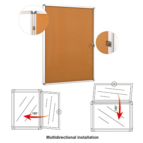 Swansea Enclose Bulletin Board Case School Cork Noticeboards Cabinet with Mounting Screws 38×28 inch (9xA4) - Thumbnail 2