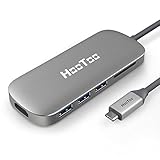 USB C Hub, HooToo USB C Charger USB C to USB 3.1 with Type C 100W Charging Port, HDMI Output, Card Reader, 3 USB 3.0 Ports - Gray
