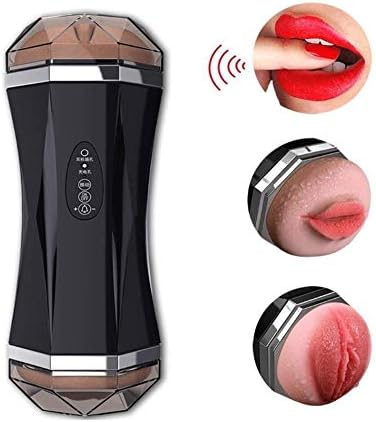 LJQ Mao 2 in 1 Double Hole Automatical Electric Male Sucker Toys Oral Cup Games USB Rechargeable Strong Massage Women Voice