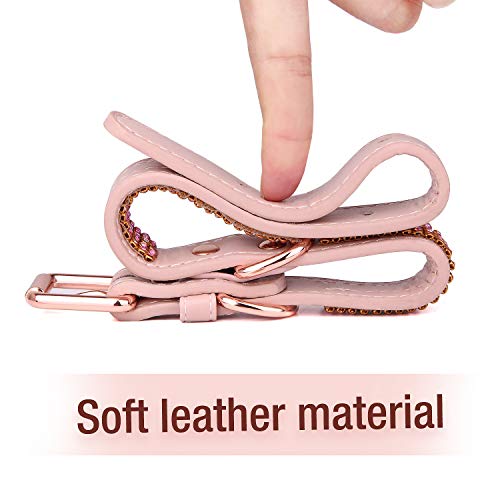YIHATA Dog Leash and Collar Set Luxury Leather Running Dogs and Leashes and Collars Sets, Adjustable Collar with Matching Leash Zinc Alloy Clasp, Idea for Small Medium Dogs, Pets(Pink)