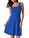 Herou Women Summer Beach Cotton Casual Tank Dress(Large,Blue)