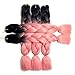 Lady Corner Ombre Braiding Hair 24inch Jumbo Braids High Temperature Fiber Synthetic Hair Extension 5pcs/Lot 100g/pc for Twist Braiding Hair (24inch(Pack of 5), Black-Smoke Pink)