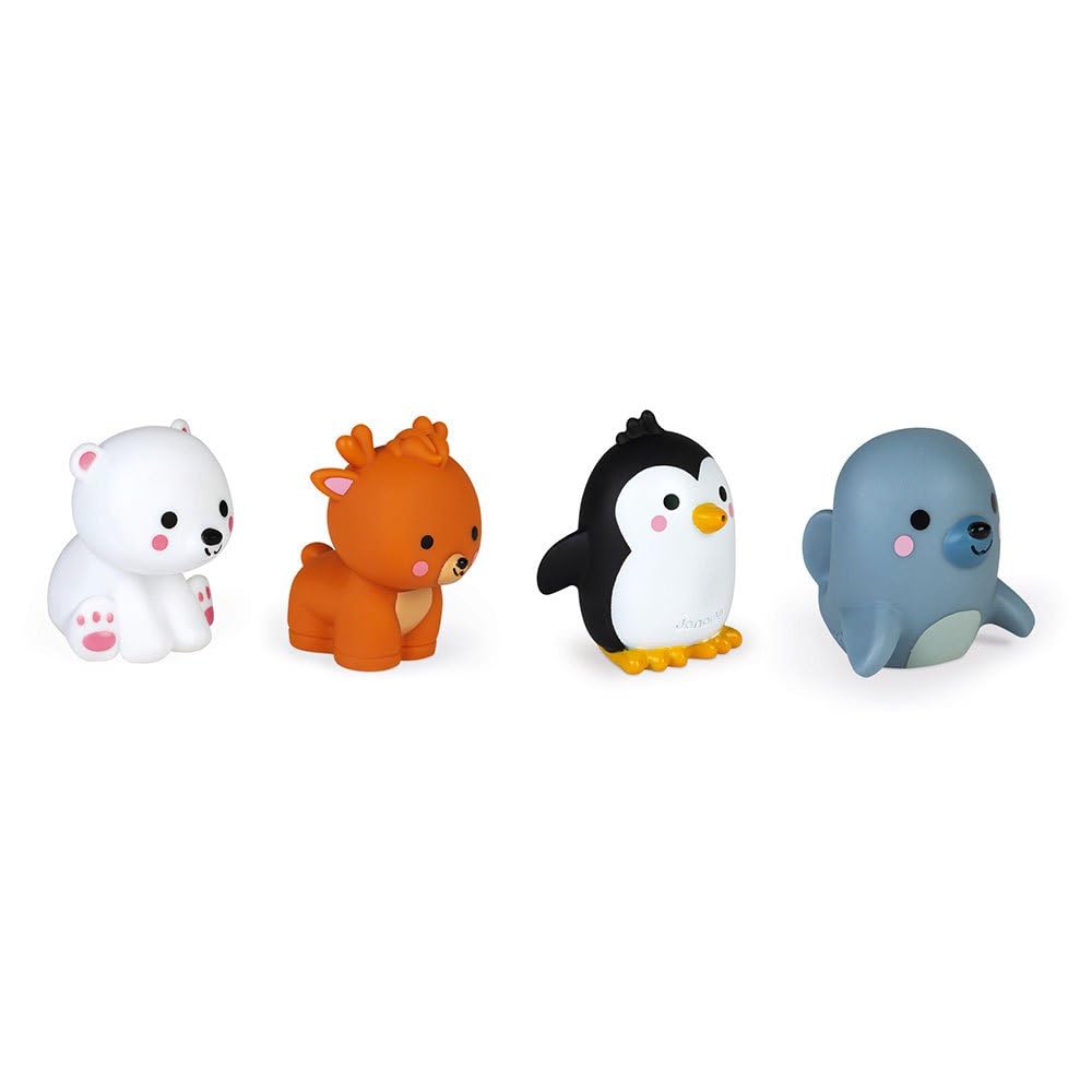 Janod - Polar Animal Squirters - Set of 4 - Funny Sprinkler Animals - Early Bath Toy - From 10 months, J04704