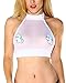 iHeartRaves White Sheer Mesh Halter Crop Top Shirt (One Size)