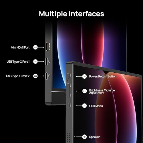 ARZOPA Monitor portátil para Juegos de 16,1'' 144Hz, Monitor portátil con Soporte FHD y 106% sRGB 1080P con HDR Segunda Pantalla Externa para portátil, PC, PS5, Mac, Xbox, Switch - Z1FC
