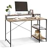 LINSY HOME Computer Desk with Monitor Stand, 47 Inch Study Writing PC Laptop Table for Home Office