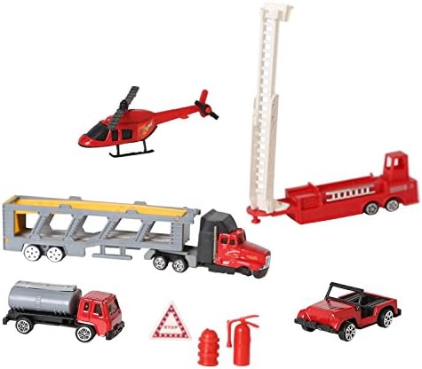 Pack of 8 Fire Rescue Playset Car High-simulation Vehicle Helicopter Fire Fighter Car