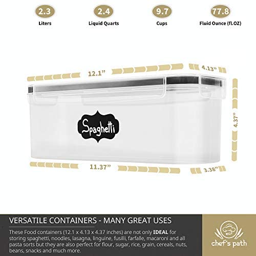 Chef's Path Airtight Food Storage Containers with Lids (4 PC) Pasta Storage Containers for