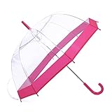 Rainbrace Clear Bubble Umbrella Auto Open Upgraded Version With Reinforced Fibergrass Ribs, Transparent Clear Umbrella Dome Shape for Women And Kids(Pink)