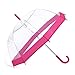Rainbrace Clear Bubble Umbrella Auto Open Upgraded Version With Reinforced Fibergrass Ribs, Transparent Clear Umbrella Dome Shape for Women And Kids(Pink)