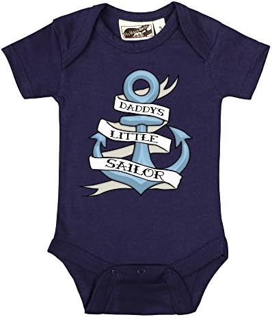 My Baby Rocks Daddy's Little Sailor Anchor Tattoo Navy Blue One Piece by 6