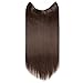 S-noilite Invisible Hair Extensions Secret Transparent Headband Hairpieces No Clip Long Human Made Natural Synthetic Fibre Hair Piece for Women Straight 16 Inch light brown