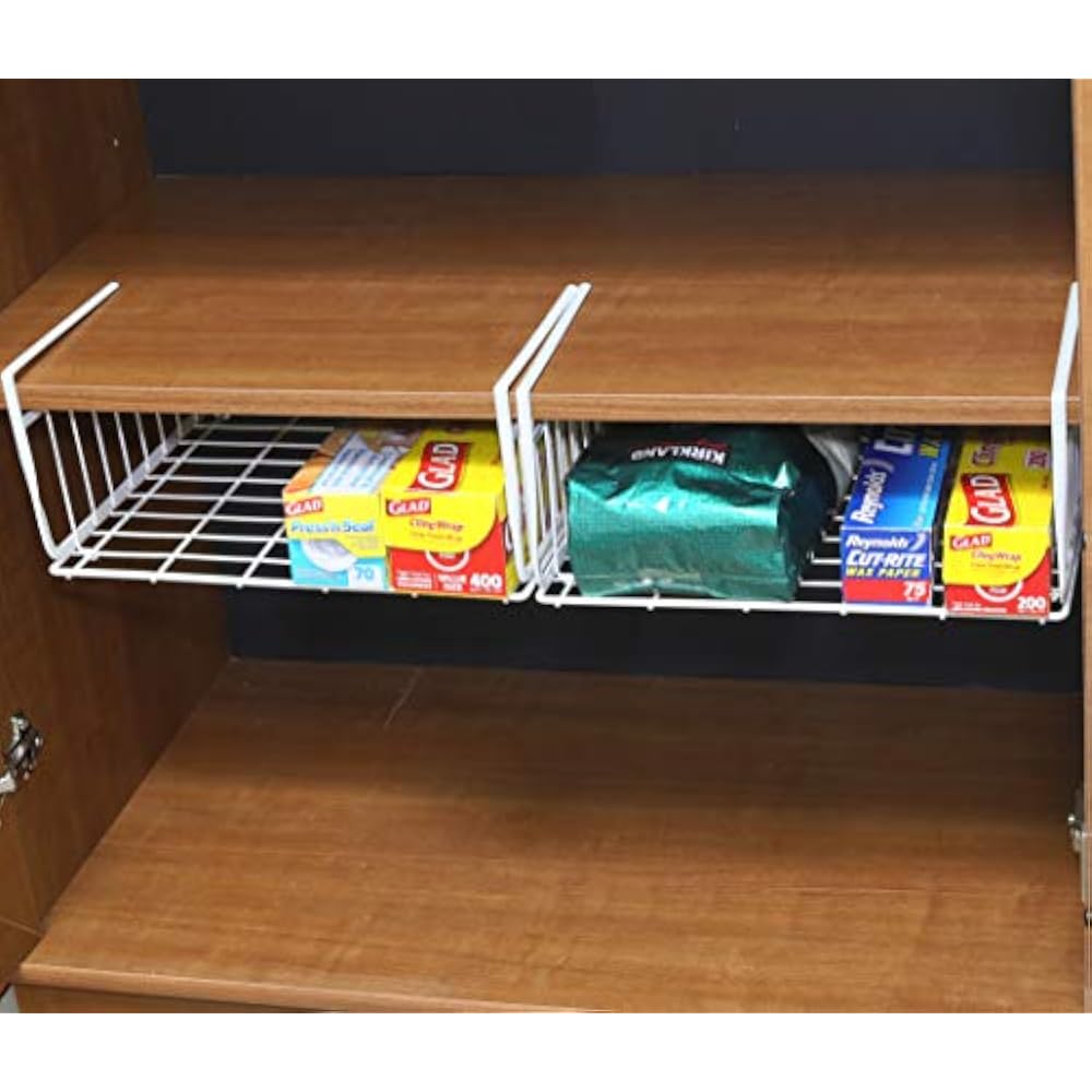 2 Accessories Pack SimpleHouseware Under Shelf Basket, White