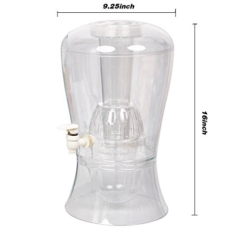 KARMAS PRODUCT Large 2 Gallon Beverage Dispenser With Ice Cylinder And Fruit Infuser, BPA Free,Leak Free and Shatterproof,Clear,2 Pack