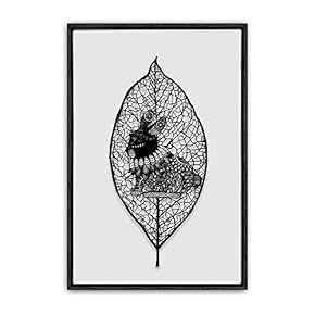 Framed Canvas Wall Art Black Leaves Canvas Prints Home Artwork Decoration for Living Room,Bedroom - 16x24 inches