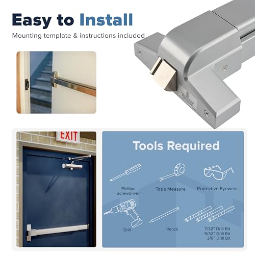 FORTSTRONG Panic Bars for Exit Doors Push Bar Panic Exit Device Commercial Door Push Bar Hardware with Crash Bar Emergency Door Opener Lock Keypad Compatible Heavy Duty - Grade 1 UL & ADA Compliant
