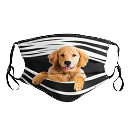 WFeieig Washable Reusable Face Bandanas 3D Dog Print Mouth Protect For with Adjustable Ear Loops