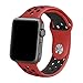For Apple Watch 42mm Nike Sport Band, ZONEYILA Soft Silicone Quick Release Replacement Strap for Apple Watch Series 1 Series 2,iWatch Nike+ (42mm Medium / Large Black+ Red)