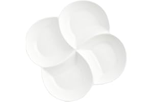JECOMPRIS Ceramic 4-Compartment Food Plate 22X22X3Cm Snack Serving Tray Divided Dining Platter for Restaurant