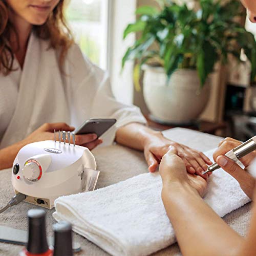 Electric Nail Drill Machine 30000 RPM Professional Manicure Pedicure E File Nail Drill Set for Acrylic Gel Nails, White