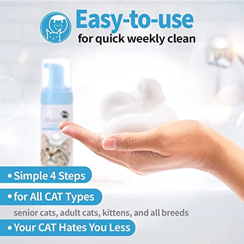 Mooncat Waterless Cat Shampoo, Licking Safe Dry Shampoo for Cats, No Rinse Foam Cat Bath
