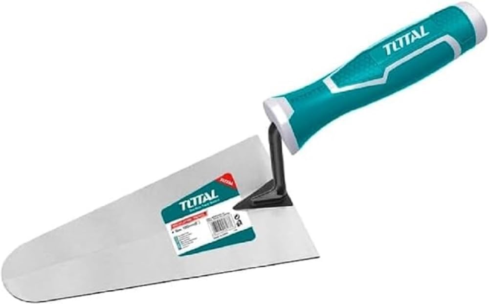 TOTAL - Masonry Trowel | 180 mm | Masonry and Construction Tool | Portuguese Trowel for Mixing or Spreading Plaster | Stainless Steel Body | Bi-Material Handle