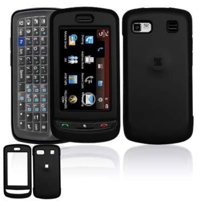 Solid Black Rubberized Snap-On Cover Hard Case Cell Phone Protector for LG Xenon GR500 [Beyond Cell Packaging]