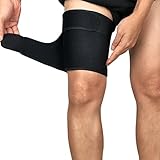 Sports Thigh Brace Support Adjustable Black Compression Thigh Sleeve Wrap for Men Women Pain Relief