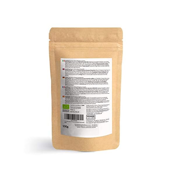 NaturaleBio Matcha Tee Pulver Bio - Premium-QualitÃ¤t - 100g. Original Green Tea aus Japan. Japanischer ideal zum Trinken. GrÃ¼ntee fÃ¼r Latte, Smoothies GetrÃ¤nk. Hergestellt in Uji, Kyoto. – Bild 4
