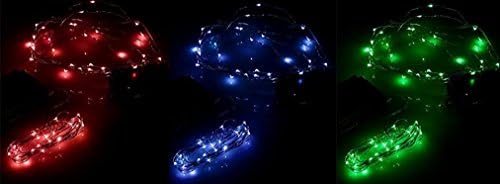 Winter Lane Set of 3 Indoor/Outdoor Multifunction 10' Micro LED Light Strings W/ Batteries and Remote Control Blue, Red and Green