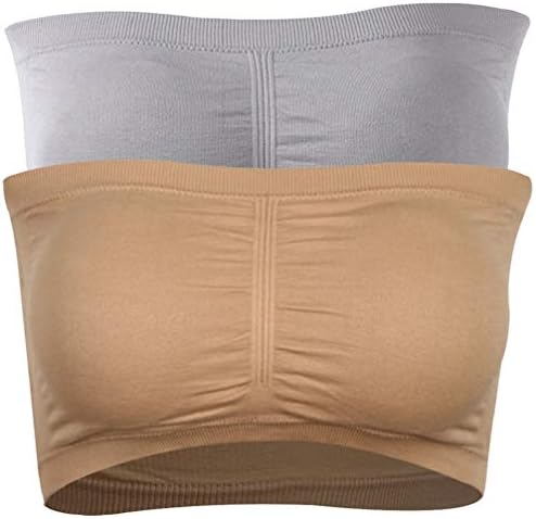 diwollsam Women's Padded Strapless Bra, Summer Wire-Free Lace Fashion Bandeau Tube Top Sport Everyday Bra,1/2/3 Pack