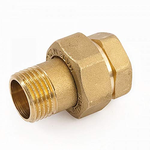 qpool24- Messing Verschraubung 1 1/4" IG x AG konisch- metallisch dichtend benötigt keine Dichtung, Gewindekupplung 3 teilig lösbarer Rohrverbinder Pumpen-Verschraubung brass Pipe-Connector