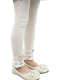 Zhuannian Little Girls Bowknot Lace Leggings (4-5T, Beige 1154)